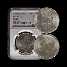 CZECHOSLOVAKIA. 1978, 100 Korun, Silver - NGC MS65 - Julius Fučík, Journalist