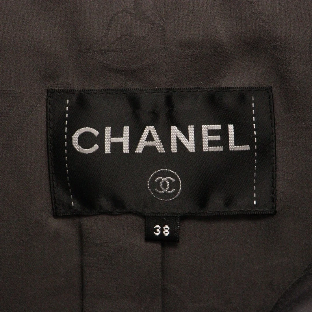 Giacca corta Chanel tweed logo bottoni grigio paillettes taglia 38 donna