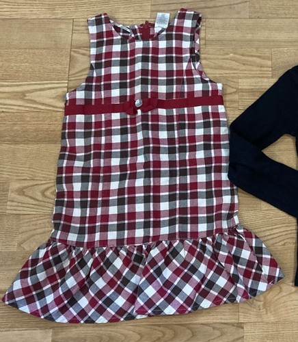 Girl's Gymboree & Old Navy Outfit size 6 - Black Top w/Plaid Jumper EUC - Picture 3 of 8