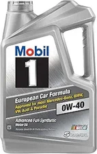 Mobil 1 European Car Formula Full Synthetic Motor Oil SAE 0W-40, 5 Quart