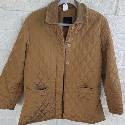 MaxMara Weekend Quilted Tan Suede Leather Collar Jacket sz L