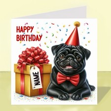Personalised Pug Dog Birthday Card
