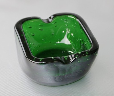 Vetro verde di Empoli Aschenbecher, Luftblasen, H. ~6,5cm,  ~1kg, ~Vintage
