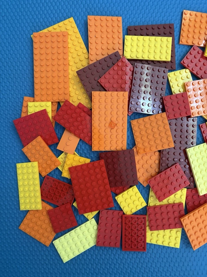 LEGO Bulk Lot 350+ Assorted Red, Orange, Yellow Plates Baseplate, Multiple Sizes - Image 2 of 4