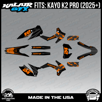 Graphics Kit for Kayo K2 PRO (2025+) Jawbreaker Series - ORANGE