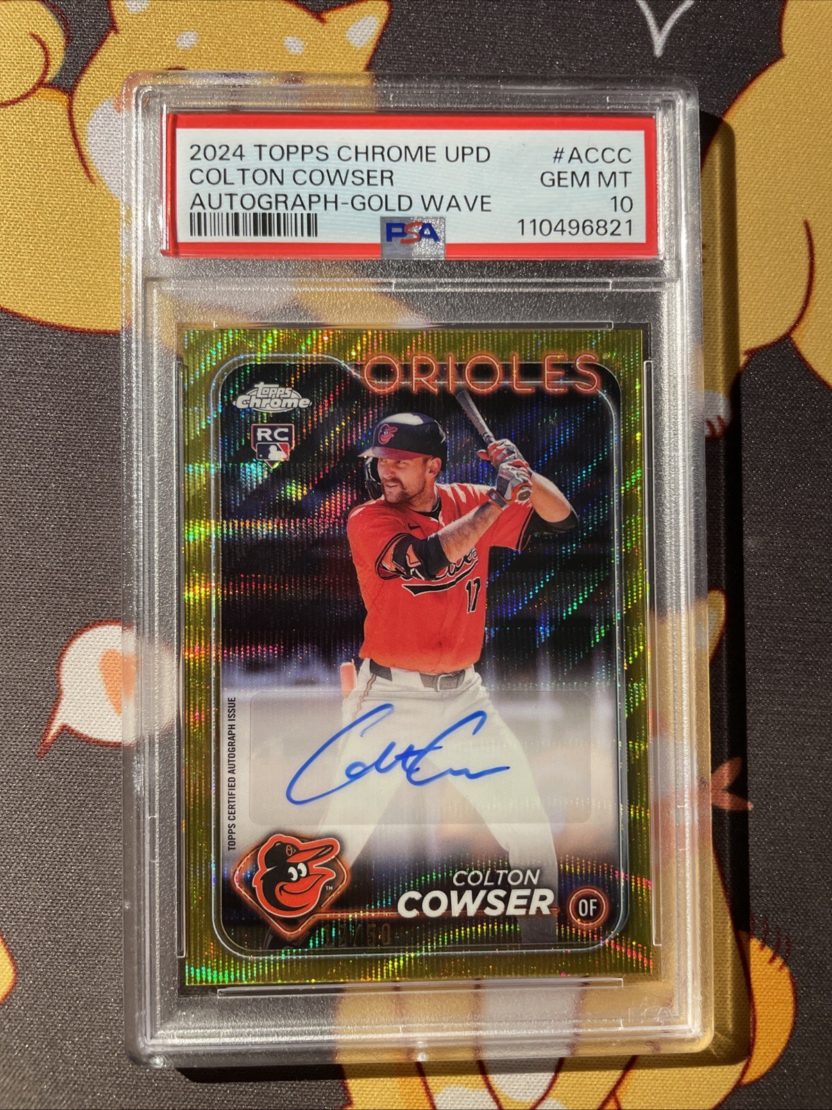2024 Topps Chrome Update Colton Cowser Auto Gold Wave Refractor /50 PSA 10