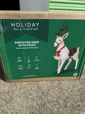 Holiday Living  4.25 Ft Led White Animatronic Reindeer Christmas Decoration New