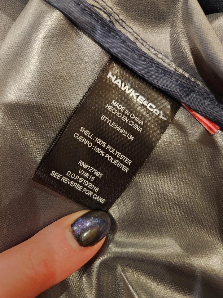 Hawk & Co Navy Blue Hooded Windbreaker Jacket Performance Large Mens Gorpcore  - Image 4 of 4