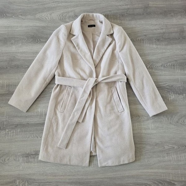 Women New Look Coat Beige Wool 40
