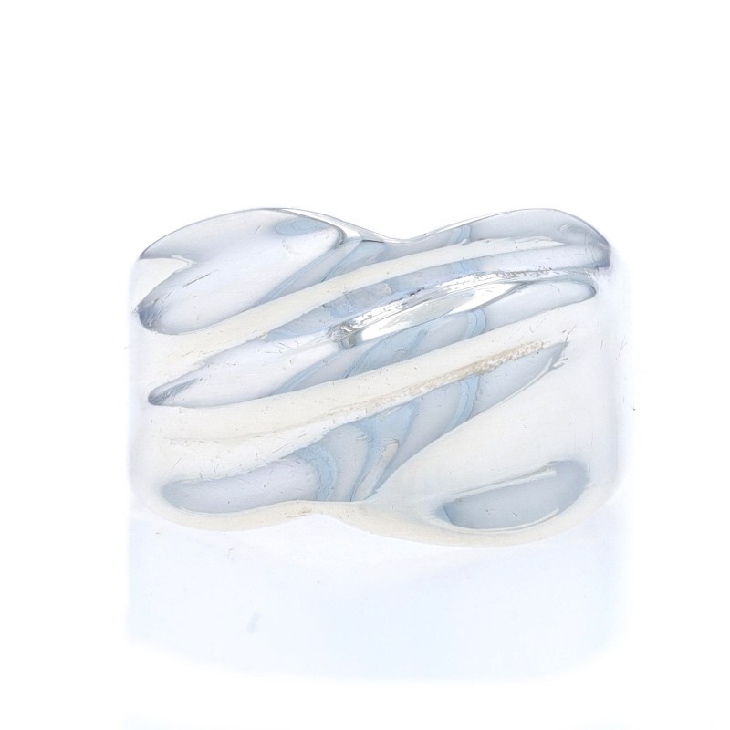 Sterling Silver Crossover Ripple Statement Band -… - image 1
