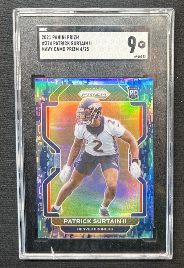 2021 Panini Prizm Patrick Surtain II #374 Navy Camo Rookie RC # 4/25 SGC 9