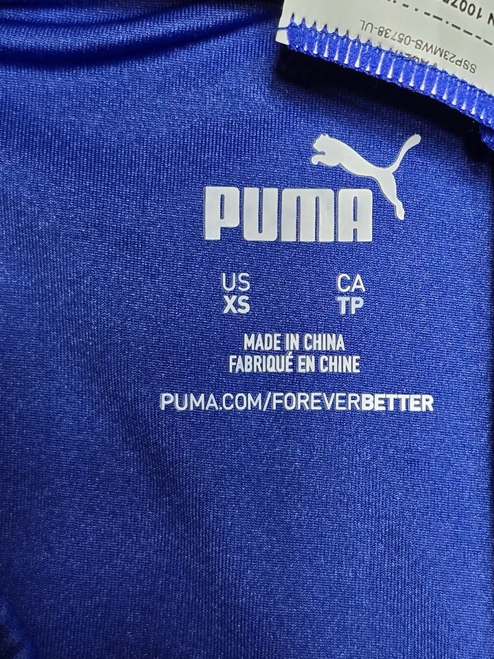 Bikini de cintura alta azul acanalado de PUMA para mujer talla XS Foto 3 de 4