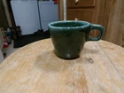 Vintage Hull Pottery Green Drip Glaze Oven Proof Coffee Mug 3.5" MINT