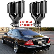 2.5 To 4 Carbon Dual Exhaust Tips Double Slant Cut For Mercedes Benz S-class 2.5 To 4 Carbon Dual Exhaust Tips Double Slant Cut For Mercedes Benz S-class