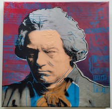 Steve Kaufman LUDWIG VAN BEETHOVEN hand embellished silkscreen on canvas signed