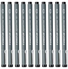 STAEDTLER Staedtler 1.0 mm Pigment Liner Fineliner Pack of 10