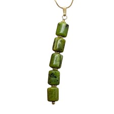 Nephrite Jade 14K Gold Filled Pendant  Green  2 1/2" Long 