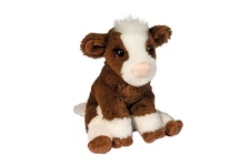 Douglas Mini Bessie Dark Brown and White Cow Plush Stuffed Animal, 6" sitting