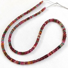 Rainbow Color Tourmaline Gems 3 to 5 mm Size Smooth Rondelle Beads 16" Strand