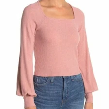 PST Los Angeles By Project Social T Square Neck Ribbed Knit Top Size Medium NWOT