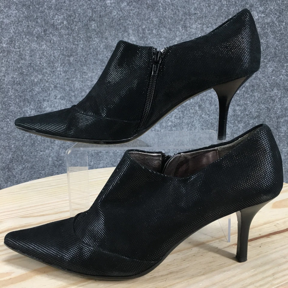 Botín Calvin Klein Tacones Mujer 10 M Dixie Stiletto Cuero Negro Cremallera Foto 2 de 4