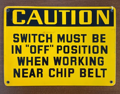 Vintage Porcelain Yellow Caution Sign 14” x 10” “Switch Must Be in Off ...