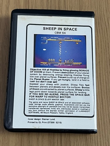 Llamasoft Sheep in Space Commodore 64 Cassette - Working -👾Retro Gift Idea👾 - Afbeelding 9 van 24
