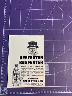 1956 PRINT AD KOBRAND CORP BURROUGH'S BEEFEATER GIN IMPORTED FROM ENGLAND