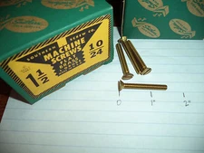 NOS USA made Brass 10-24 x 1½" Flat Head Screws-144 qty-Southern Screw Co.