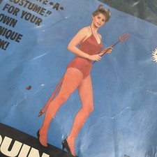 Vintage Devil Costume Red Sequin Accessories Horns Tail Rubies NEW