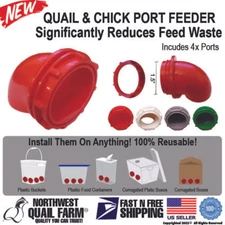 QUAIL & BABY CHICK PORT FEEDER - 4 FEEDER PORTS NO WASTE FEED SAVER