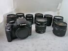 Lot Of 8 Canon Camera Lenses Ef Camera Xs Digital Pack For Parts Or Not Working