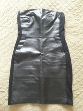 Robe bustier en cuir d'agneau noir KooKaï