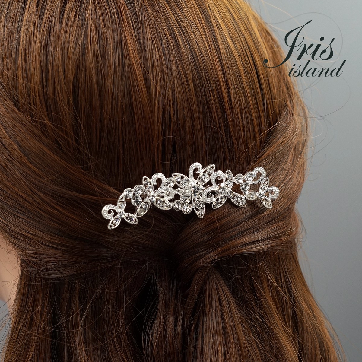 Silver Tone Clear Crystal Teardrop Rectangle Hair Comb Hairpiece, Brand New Bridal Hair Comb Clear Crystal Headpiece Wedding Hair  main image 2
