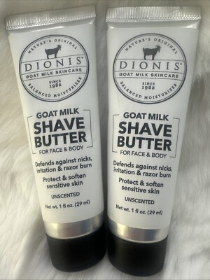 2 Pc - Dionis Goat Milk Shave Butter For Face & Body 1 fl.oz / 29ml Each - NEW