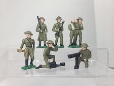 6 Vintage Barclay Manoil Cast Grey Iron Doughboy Painted Soldiers Wounded Phone