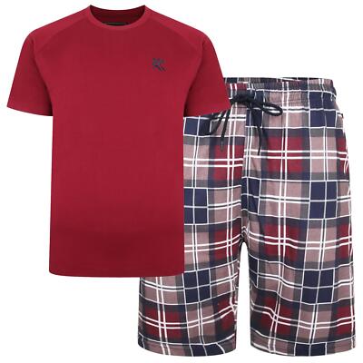 Kam (KBS882) Kbs Raglan Tee With Check Shorts Lounge Set in 2XL-8XL