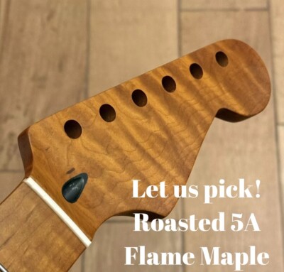 Roasted Flame Maple Stainless Strat Guitar Neck Nitro Satin Fits Fender Warmoth