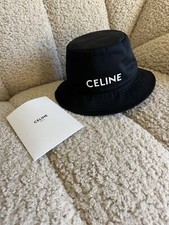 NWT Celine Black Bucket Hat with White Logo S...