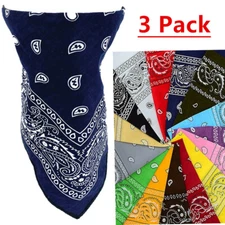 3 PCS Lot Paisley Bandana Face Mask Head Wrap Scarf 100% Cotton Mouth Cover