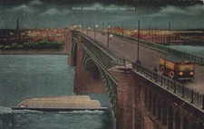 Eads Bridge St Louis Missouri Posted Night Time Vintage Linen Post Card 