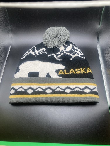 Alaskan Knit Grey/Black Beanie Bear One Size - Picture 5 of 6