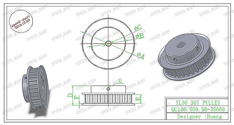 Aluminum 16teeth XL037 Timing Belt Pulleys with 2 Setscrews - 16t XL037