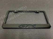 1x (Black) GTS 3D Emblem BLACK Stainless License Plate Frame RUST FREE + S.Caps