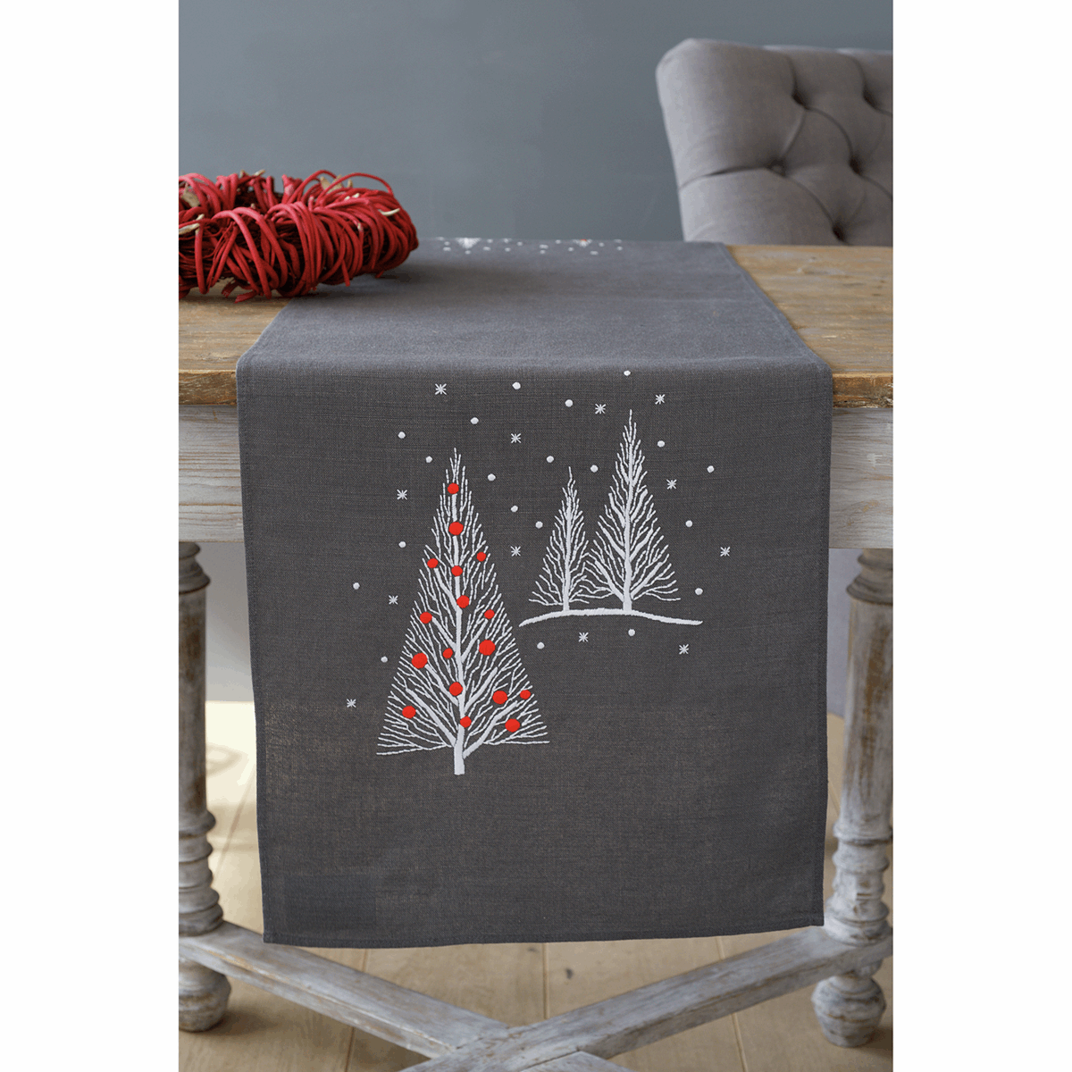 Vervaco Printed Table Runner Christmas Trees, Assorted - Image 2