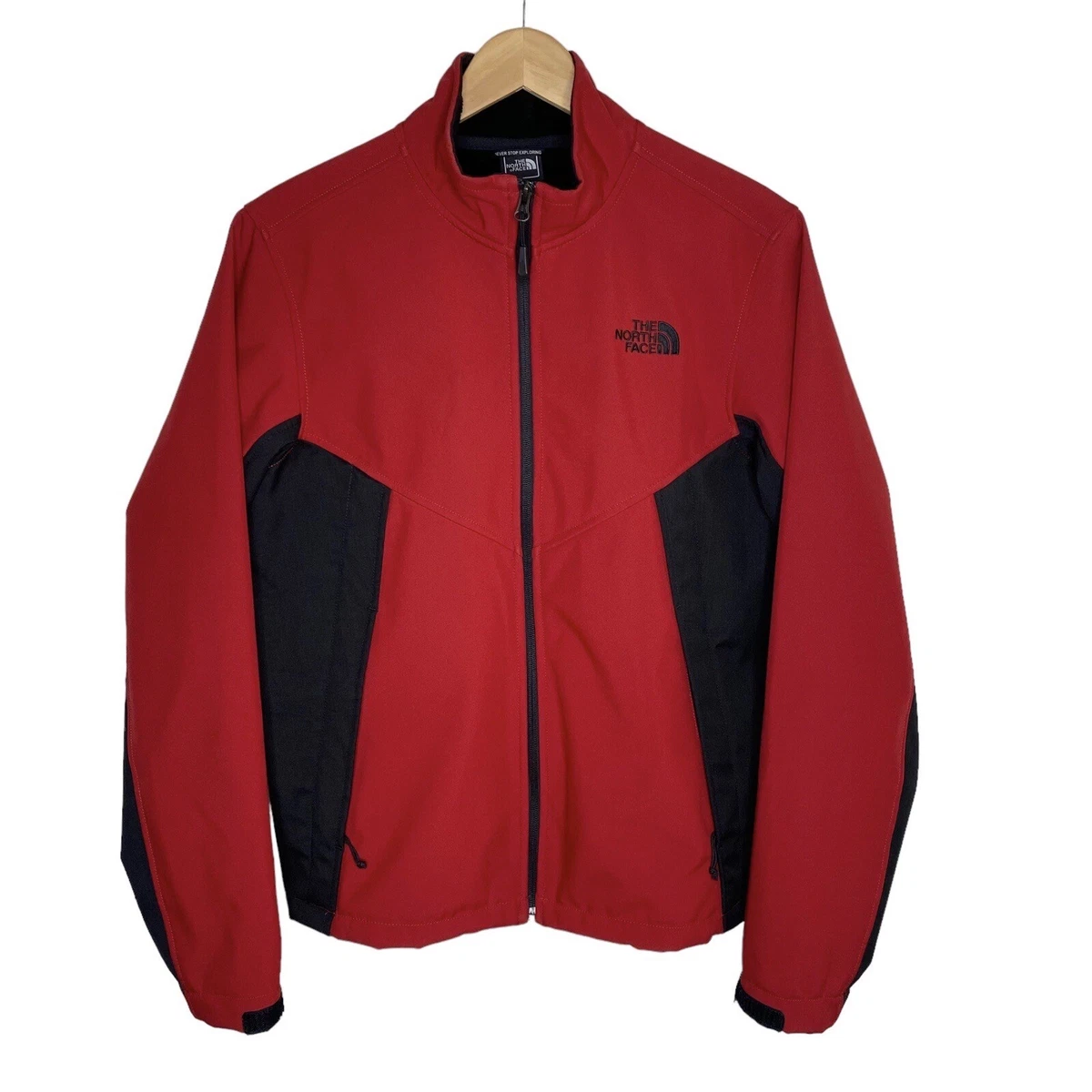 The North Face Jacket Mens S Red Black Soft Shell Fleece Lined eBay