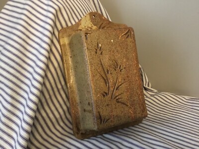 Handmade BREAD BAKING PAN 12X7.5 X3  Studio Art Stoneware  Pottery TM Etch MINT