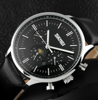 Skm Analog Herren Armband MäNner Uhr Schwarz Silber Farben Datum Multifunktion