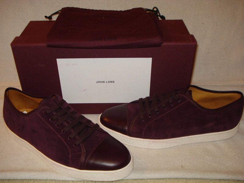 100% AUTH NEW MEN JOHN LOBB LEVAH AUBERGINE SUEDE SNEAKERS UK 9 E/US 10/EU 43