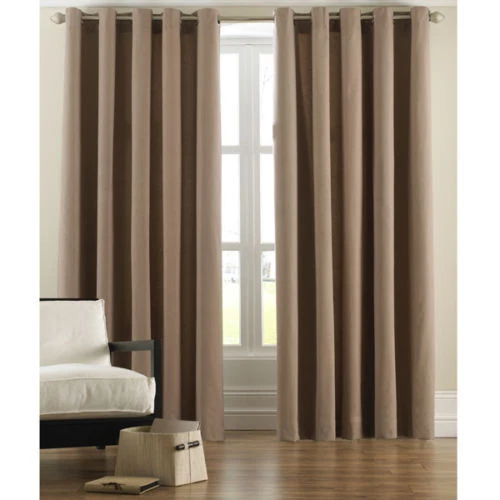 CORD RING TOP CURTAINS BEIGE/CAMEL/MOCHA /COFFEE 100% COTTON